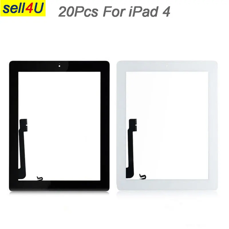 

20Pcs Tablet Touch panel for iPad 4 , A1458 A1459 A1460 touch Digitizer Glass Panel , For ipad 4 touch screen glass replacement