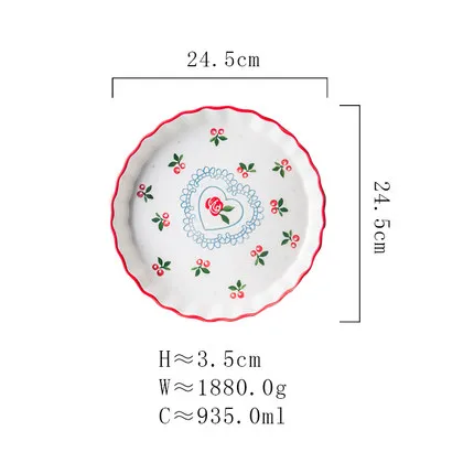 ANTOWALL 9,5 дюймов Милая вишневая Керамическая форма для выпечки пирога, домашняя печь, большая форма для выпечки, Суповая тарелка, диск - Цвет: 9.5inch