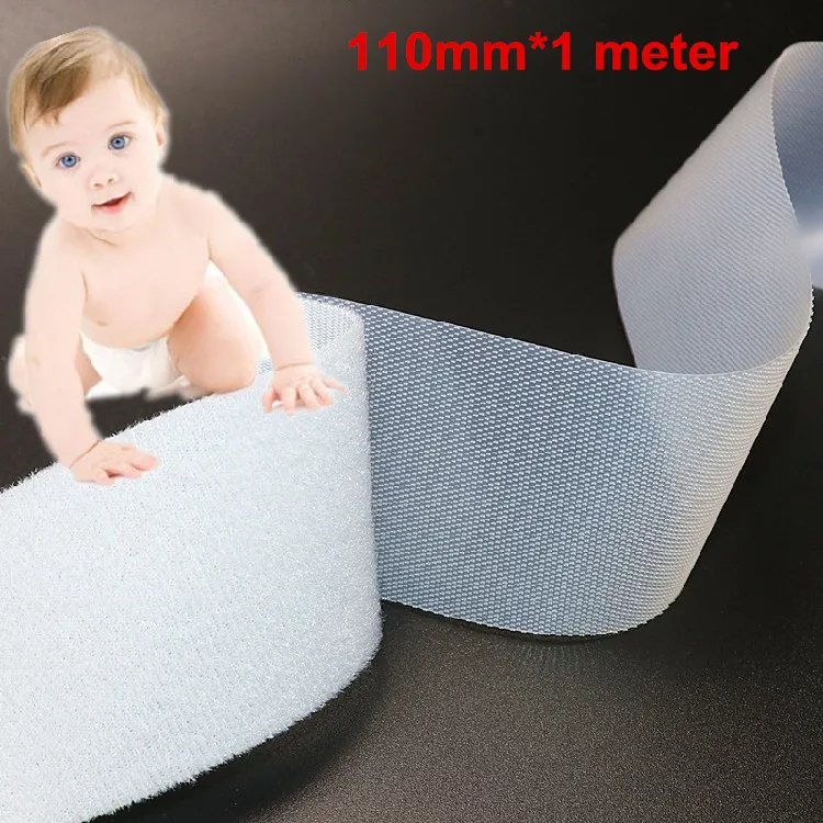 110mm(4.33")*1meter white hooks and loops Super soft baby skin friendly diaper DIY clothing self