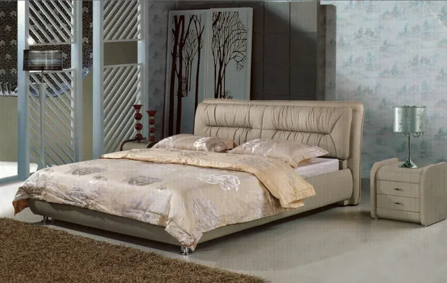 Moderne echt echtem leder bett/weichen bett/doppelbett king/queen ... Moderne echt echtem leder bett/weichen bett/doppelbett king/queen ...