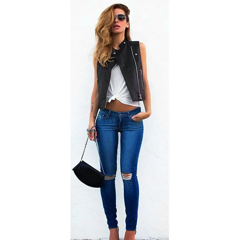 Autumn Winter Short Coat Women 2017 Irregular Zipper Sleeveless Vest Locomotive PU Leather Jacket Motorcycle Waistcoat July25