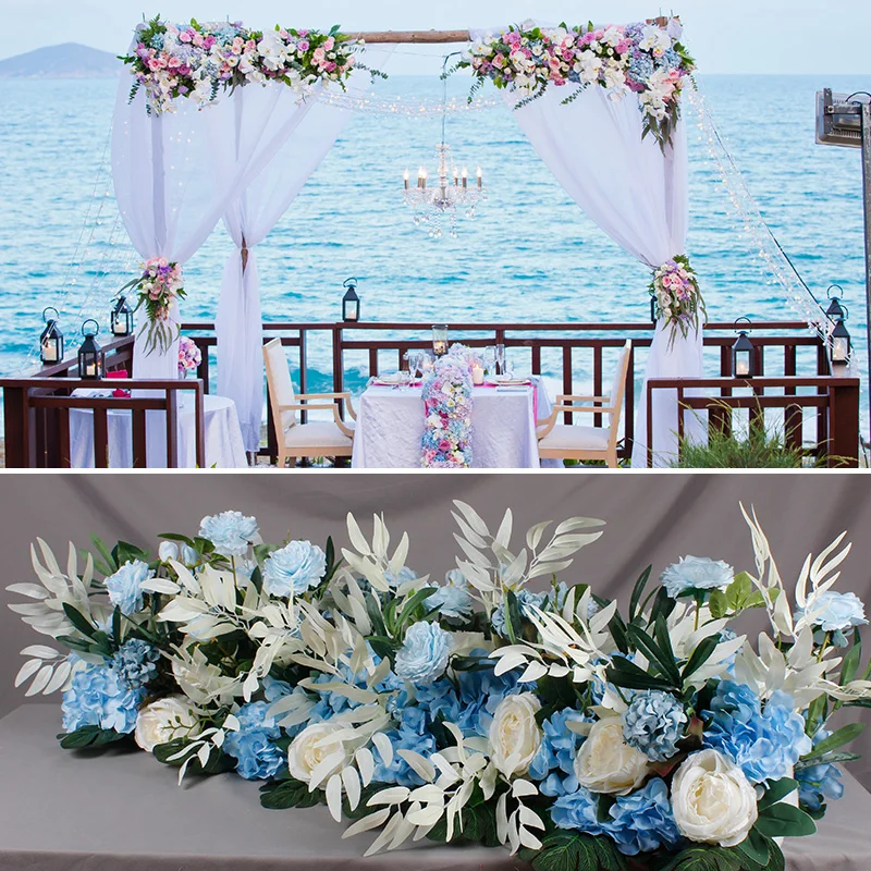 Flone 50cm Artificial Silk Rose Flower Row For Pink Wedding Decoration Arch Road Lead Window Party Decor Fake Flowers Home Art (20)