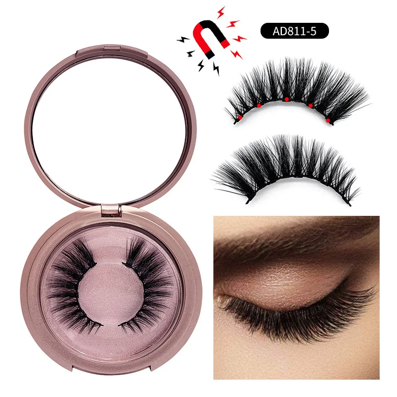 

False Lashes 3D Eyelashes Natural Invisible Agnetic Liquid Eyeliner 5 Magnet Eyelash Set with Tweezers Magnetic False Eyelashes