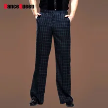 2018 New Man Latin Dance Pants British Wind Square Dancing Mens Ballroom Dance Pants Plaid Pants Men’S Latin Pants DQ6047