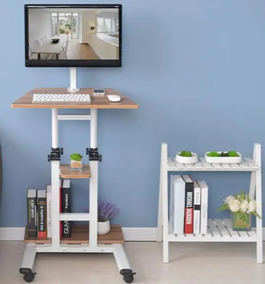  Multifunctional household computer computer desk standing mobile lazy table can freely lift table.