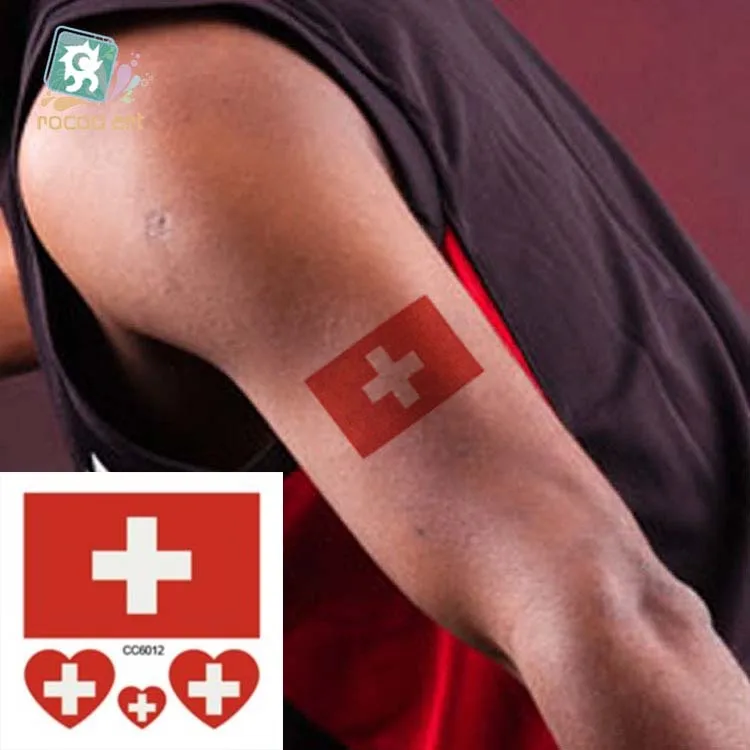 

Body Art waterproof temporary tattoos for women and men Switzerland flag design flash tattoo sticker wholesale CC6012