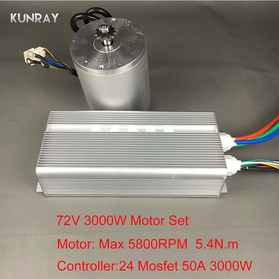 Kunray Bldc 72v 3000w Brushless Motor Kit With 24 Mosfet 50a Controller