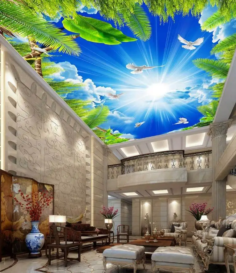 

Blue sky and white clouds 3d Ceiling Wallpaper For Living Room Kid's Room 3d Stereoscopic Wallpaper Sky Ceiling Background