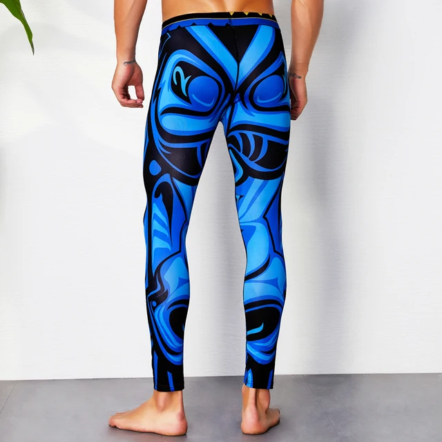 SEOBEAN winter Tights Autumn Workout fitness Mens sexy Geometrical pattern Long johns Low Rise leggings Underpants 2