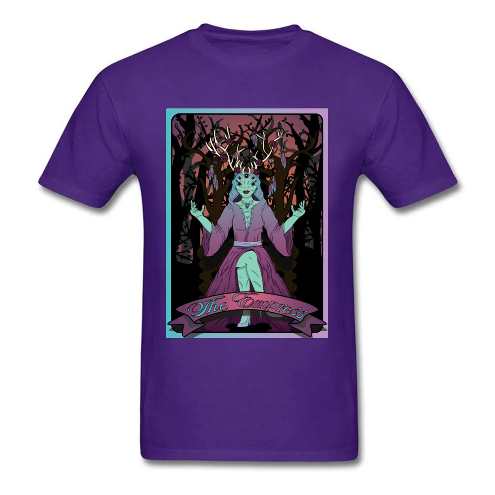 Street Tarot Card The Alien Empress Men Tshirts Fitted Summer/Autumn Short Sleeve Tops Shirt Crew Neck 100% Cotton T Shirt Tarot Card The Alien Empress purple