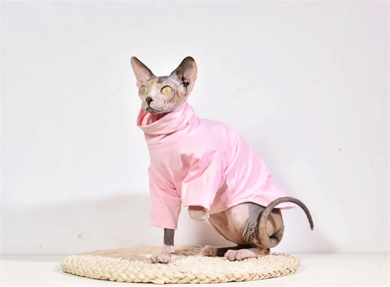 Hairless Sphinx/Одежда для кошек из чистого хлопка; толстовки для кошек с высоким воротником; облегающая блузка с длинным рукавом для осени и зимы; костюм кошки 20E