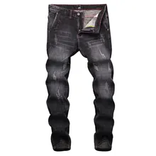 2019 Black Color Denim Mens Jeans Slim Fit Classic Ripped Jeans For Men Brand Clothing Italian Style High Quality Stripe Jeans 2019 Black Color Denim Mens Jeans Slim Fit Classic Ripped Jeans For Men Brand Clothing Italian Style High Quality Stripe Jeans