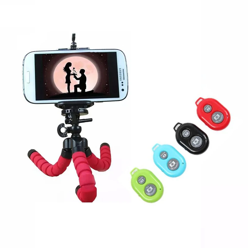 Camera Mini Flexible font b Tripod b font Stand Monopod Remote Control Phone Clip with 1