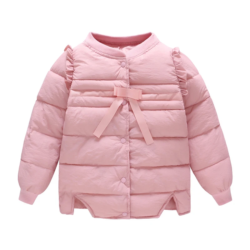 Детская одежда; Детский пуховик; детская хлопковая стеганая куртка; куртка-рубашка для маленьких девочек; теплое хлопковое пальто - Цвет: Розовый