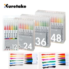 Зиг Kuretake RB-6000AT чистый Цвет натуральная кожа кисточки ручка воды Цвет 4/6/12/24/36/48/60/90 цветов с рисунком героев из мультфильма; иллюстрирует надписи