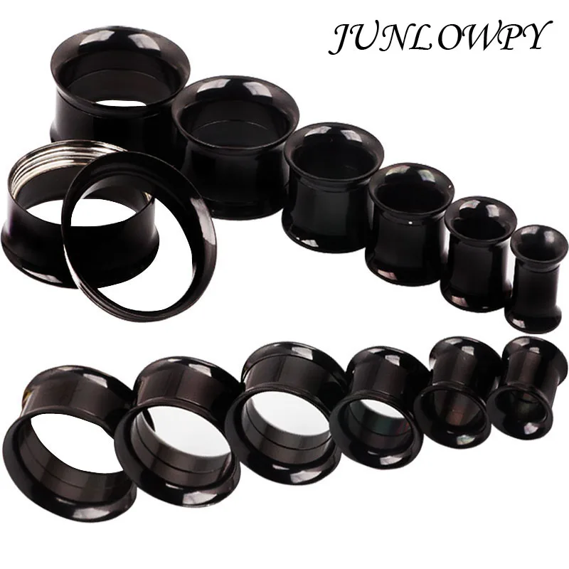 

Junlowpy Ear Gauge Mix 9 Size 72pcs/lot Stainless Steel Black Internally Threaded Double Flare Screw Flesh Tunnel Ear Plug Body