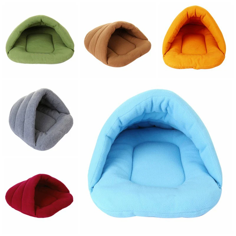 cheap Pet Cat Bed Small Dog Puppy Kennel Sofa Polar Fleece Material Bed Pet Mat Cat House Cat Sleeping Bag Warm Nest High Quality