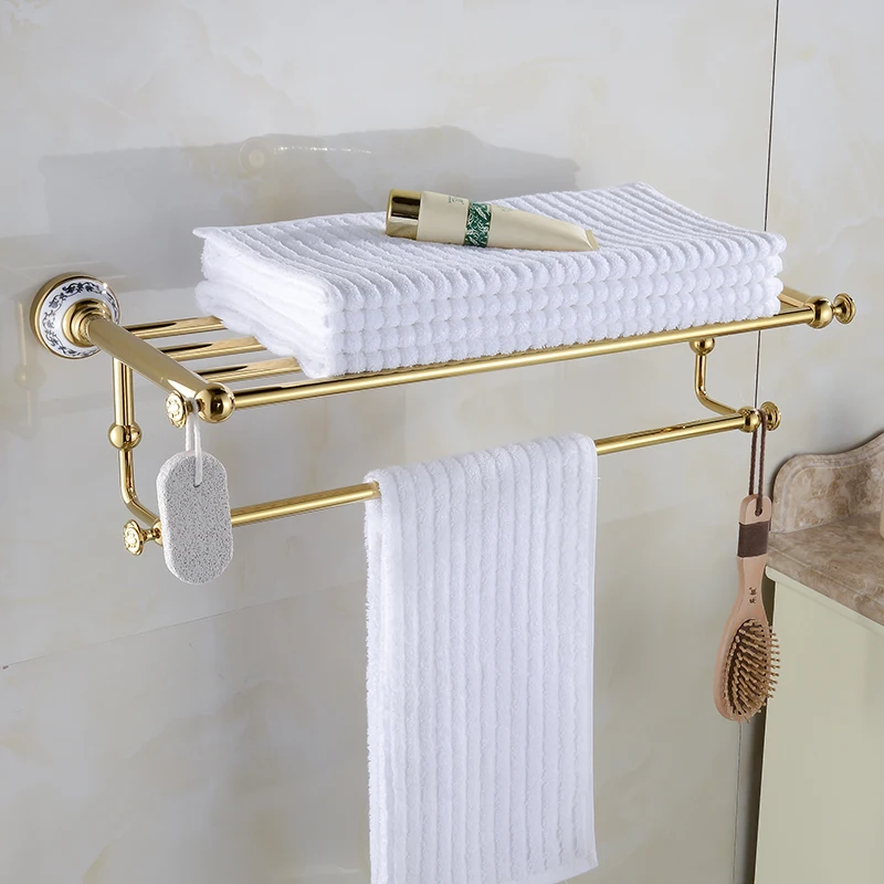 Luxury Gold Finish Double Towel Racks Bathroom Shelves Ceramic Accessories Bar Wall Mounted Rail Bath Hanger Xe3390 In From Luxury Gold Finish Double Towel Racks Bathroom Shelves Ceramic Accessories Bar Wall Mounted Rail Bath Hanger Xe3390 In From