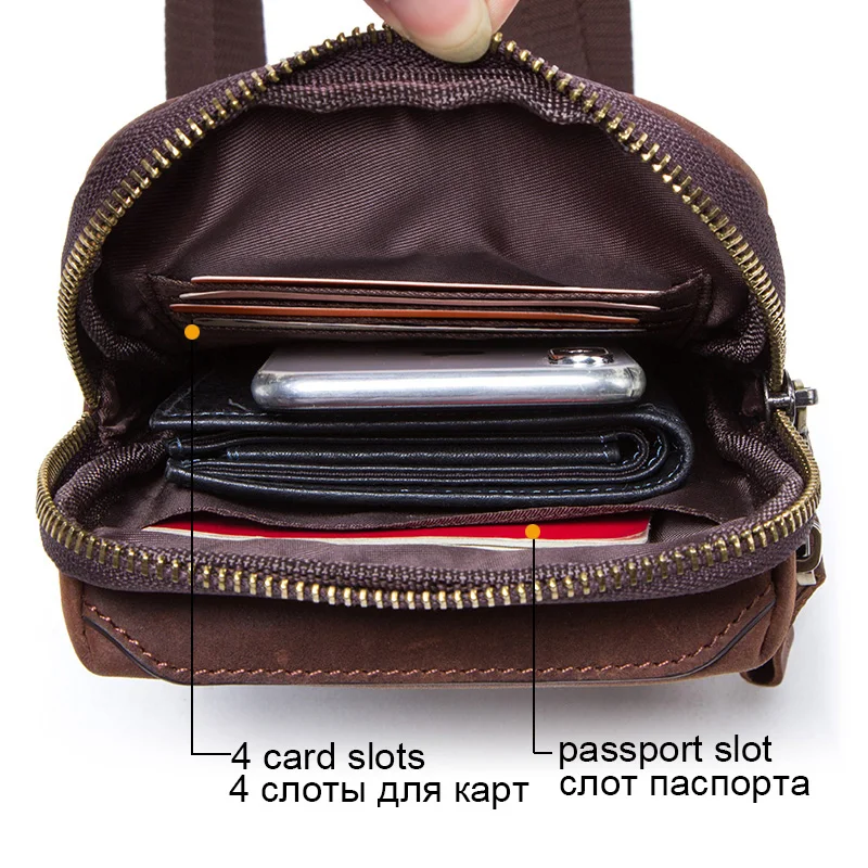 CONTACT'S талия сумка для мужчин 100% натуральной кожи с карманом телефона и карт