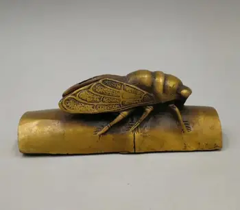 

Chinese pure brass golden cicada crafts statue