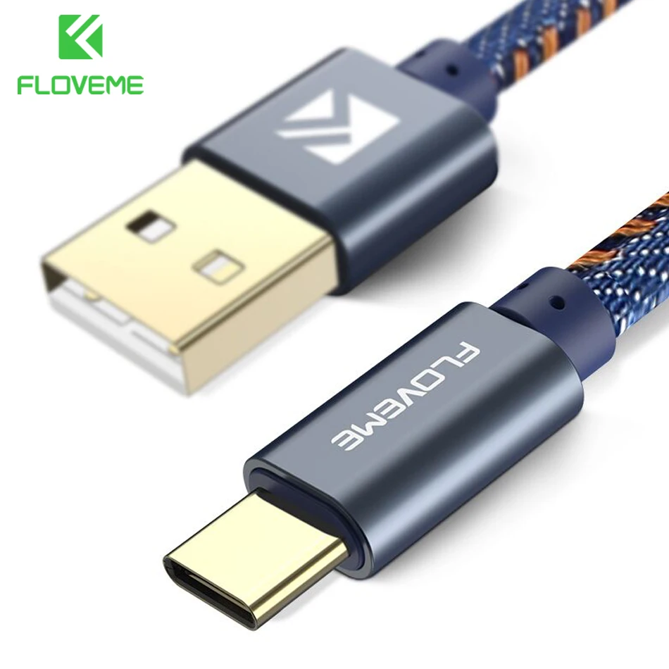 FLOVEME USB кабель для iPhone 5, 5S, 6, ковбойский джинсовый Micro usb type-C кабель для samsung S9, S10, Xiaomi 2A, 1 м, зарядное устройство для телефона