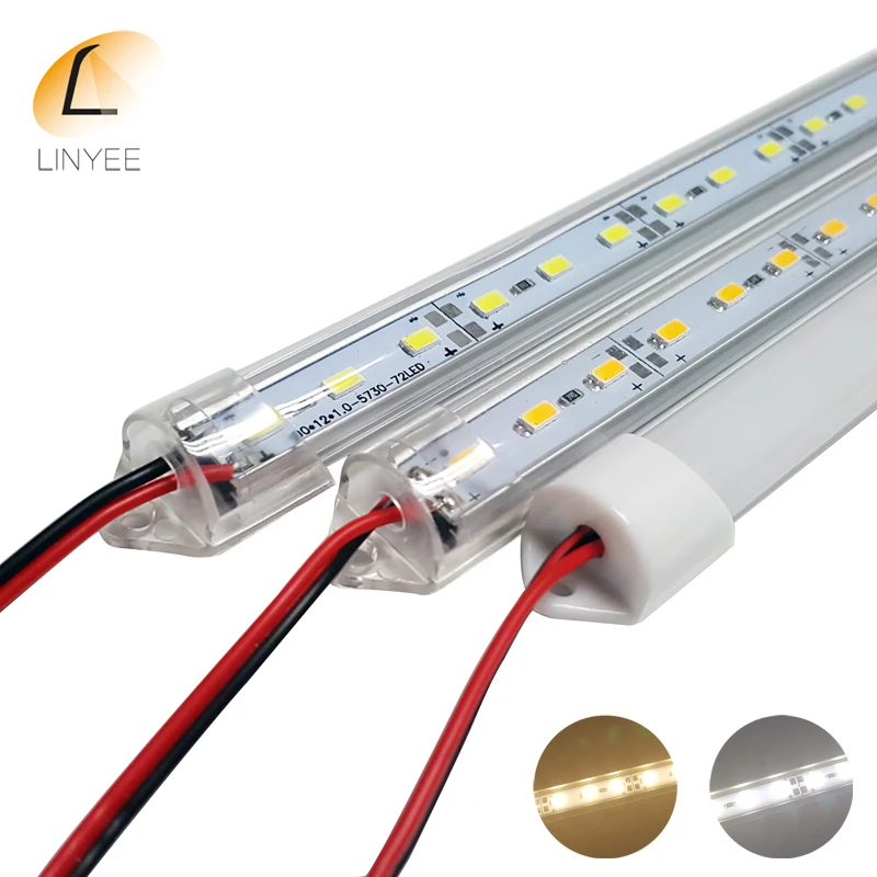 

Waterproof 5630 5730 SMD 50cm 36 LED Hard Rigid Strip Cabinet Bar Light Pure White Warm White With Cover DC12V