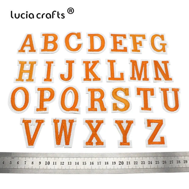 Lucia ремесла цифры Алфавит буквы нашивки вышитые железные на патч для Бейджи для одежды паста для сумки брюки Швейные L0404