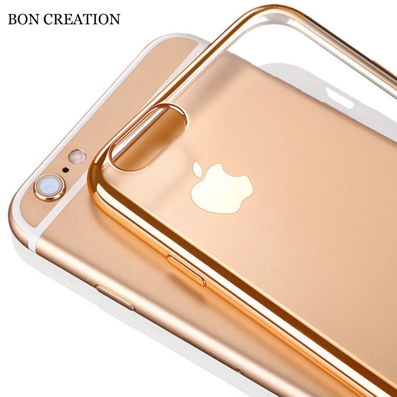 

(10 pieces/lot) Transparent Case For iPhone 5 6 6s 7 7 Plus Plating Silicone Cover For iPhone 7 Plus Phone Bag Cases Luxury