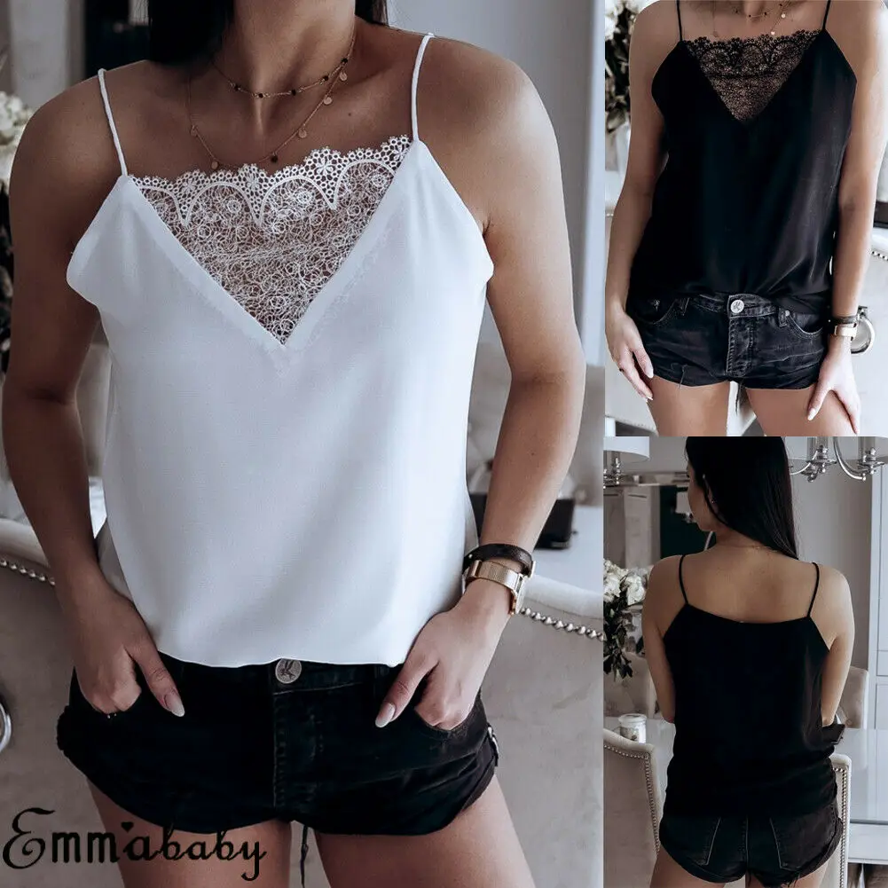 

Top Women Summer Lace Sleeveless Tops Ladies Casual Tank Tops Sexy Backless V-Neck Lace Up Camisole