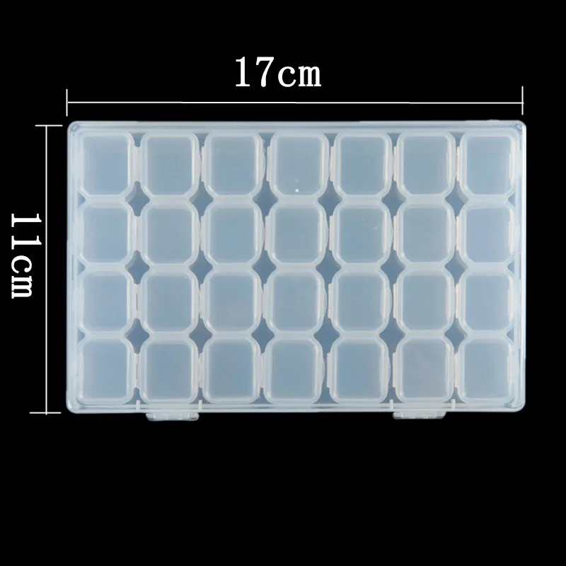 28 слотов, прозрачная пустая коробка для хранения, стразы для дизайна ногтей, ювелирная пудра, блестящий дисплей, коробка для хранения, чехол, пластиковый контейнер, инструмент для ногтей