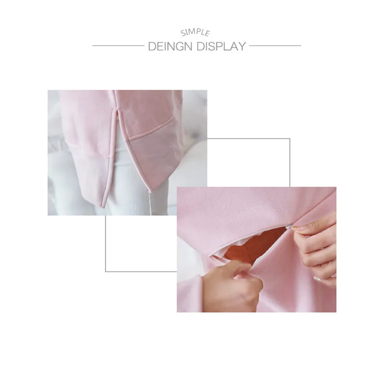 Maternity Tee Shirts Loose Nursing Clothes Tops for Pregnant Breastfeeding T-Shirt with Pockets Pregnancy Clothing B0319