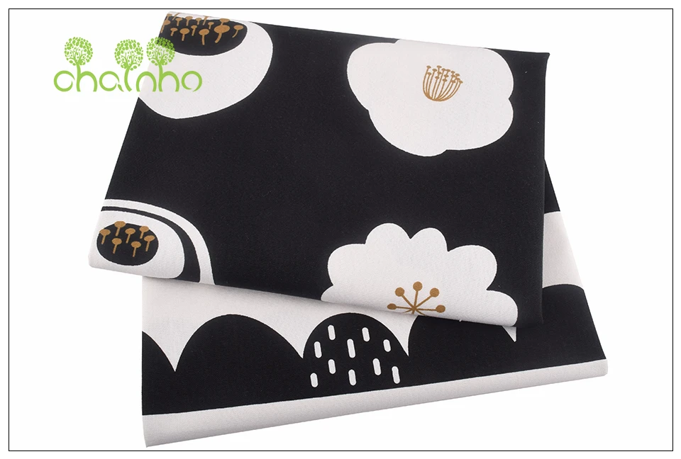 Chainho, черная Цветочная серия, хлопковая льняная ткань с принтом для самостоятельного шитья и шитья дивана/скатерти/мебельных чехлов/подушек