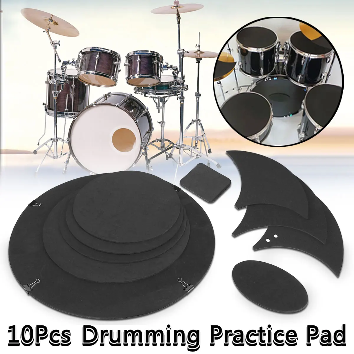 Zebra 10Pcs Rubber Foam Bass Snare Drum Sound Off Mute Silencer