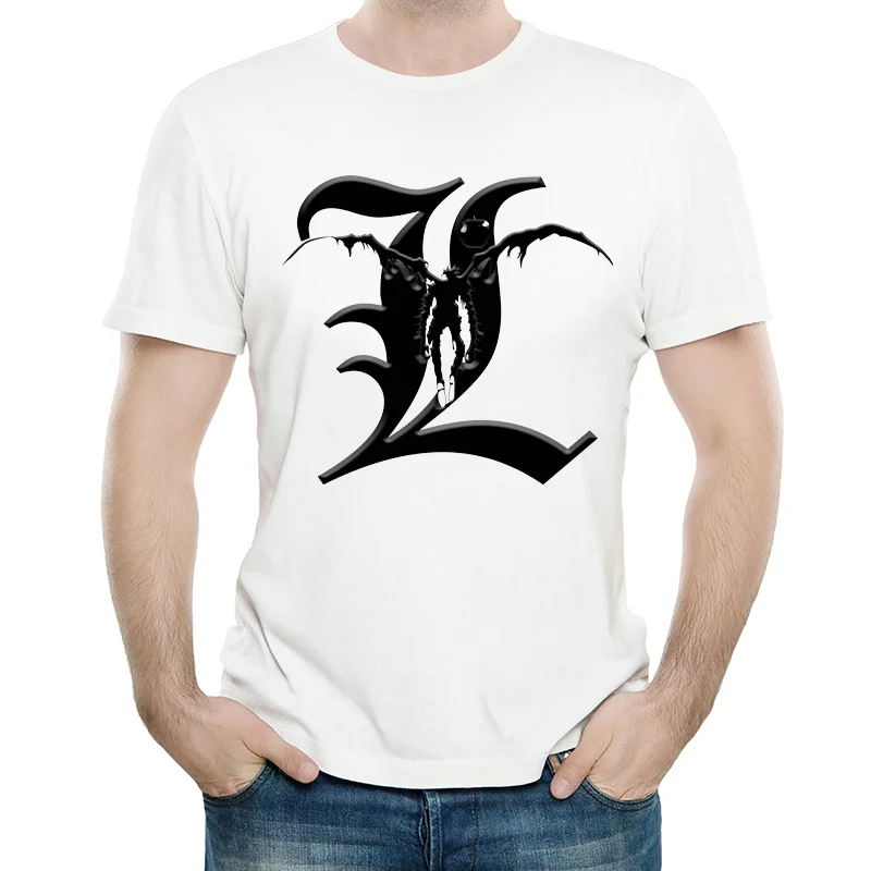 Футболка мужская с коротким рукавом модная Повседневная рубашка надписью Death Note L