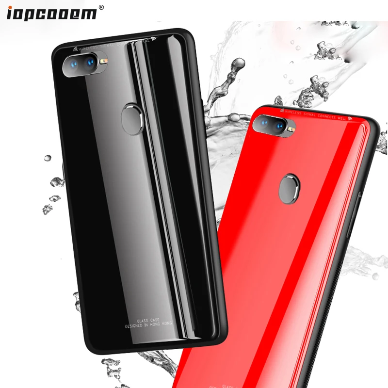 Realme 2 Pro чехол для oppo F9 Mi Max Чехлы A7X однотонный деловой Стекло + TPU ультра тонкий
