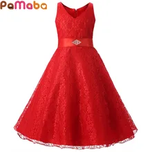 PaMaBa/Элегантные праздничные платья с v-образным вырезом для девочек, 9 цветов, мягкое кружевное Сетчатое платье принцессы Детское тонкое платье бальное платье