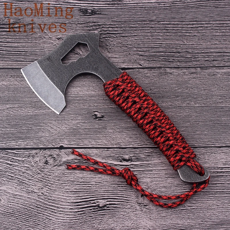 Mini Tactical Axe Tomahawk AUS6 steel rope Outdoor Hunting Camping