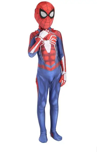 PS4 Spiderman Cosplay Costume 3D Print Avengers COS Spiderman Anime Full Bodysuit for Halloween party for kids and adult