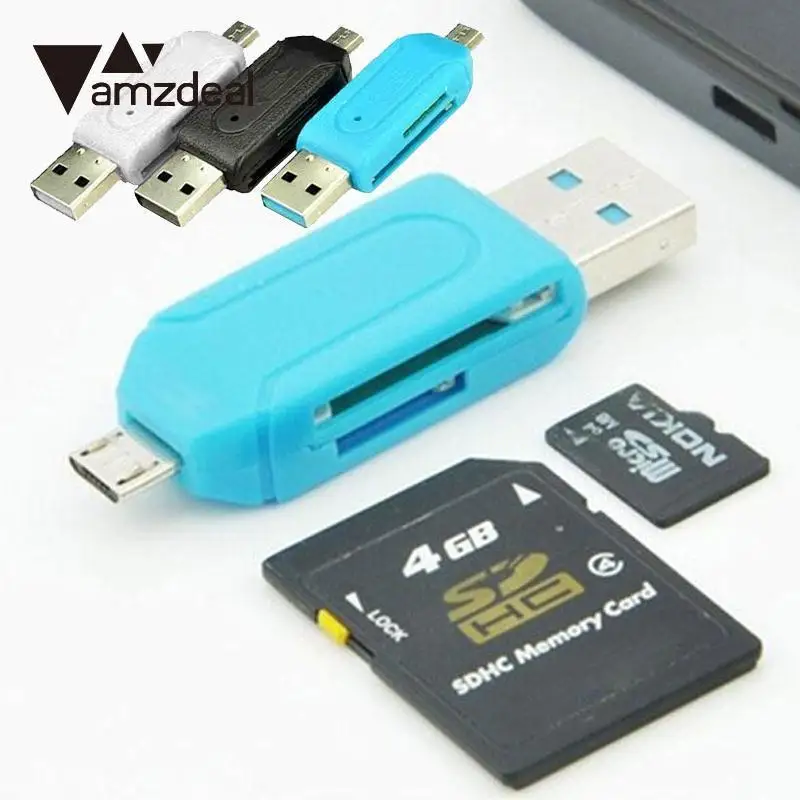 

AMZDEAL Universal All in 1 USB Card Reader Multi in 1 Card Reader Mobile Phone Smartphone USB2.0 OTG TF/SD Cards 2 Slot