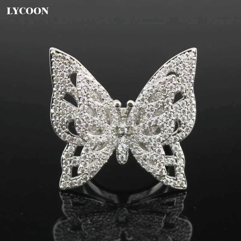 

Top quality women ring plated Platinum prong setting Austrian Cubic Zirconia Woman's insect butterfly Rings