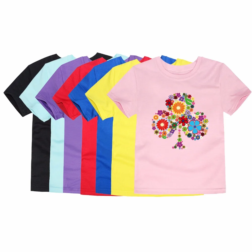 

Flower Tree Patterns Summer Kids Floral T Shirts 100% Cotton Flower T-Shirt Girls Roupas Infantis Short Sleeve Children Clothes