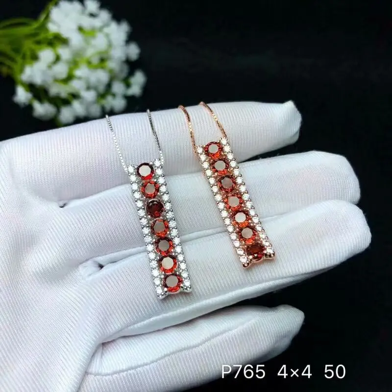 

SHILOVEM 925 silver natural garnet pendants send necklace classic wholesale plant Fine women gift 2018 new bz030301ags