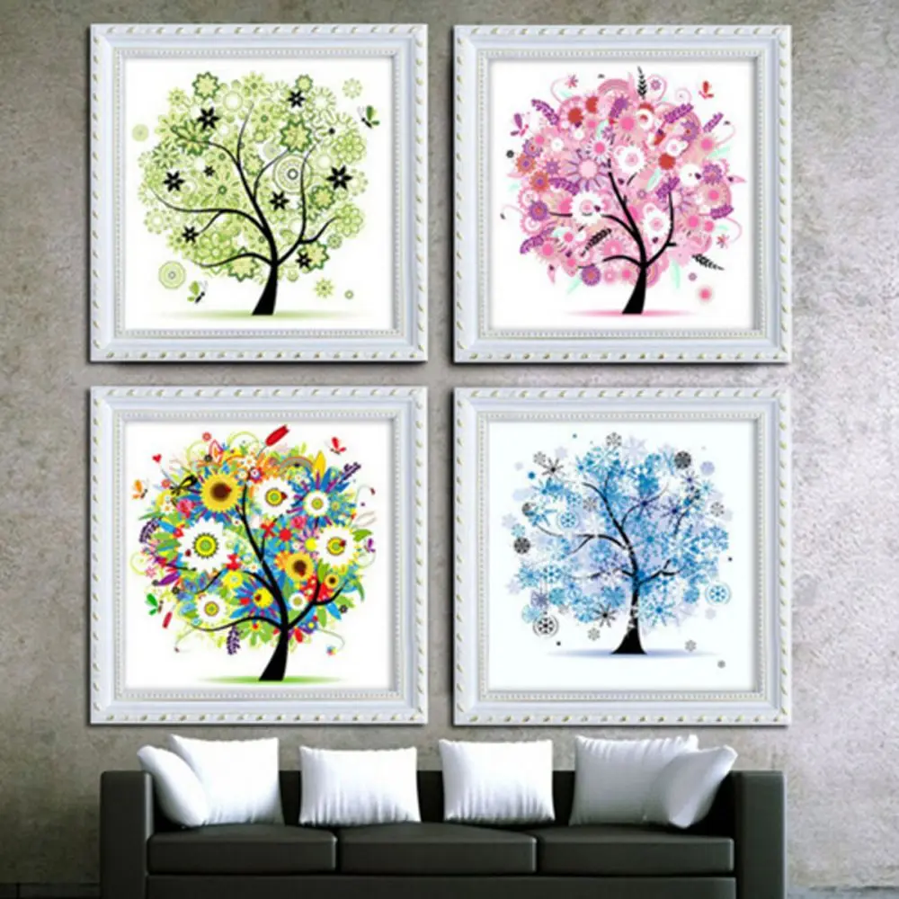 

1PC 30X30CM DIY 5D Diamond Painting Cross Stitch Money Tree Mosaic Rhinestone Four Seasons Cross Stitch Wall Sticker