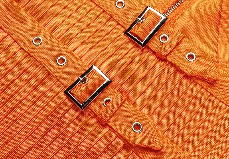 Оранжевый Желтый Слинг полоса Бандаж с v-образным вырезом платье Сексуальные вечерние Bodycon женская одежда платье+ костюм