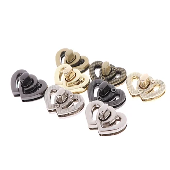 

1PCS 4Colors New Metal Heart Clasp Buckles Turn Lock Twist Locks For Handbag Bag Purse Craft Gold DIY Bag Accessories