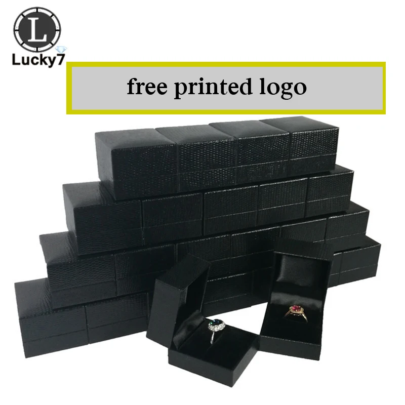 

Wholesale 250pcs/lot Black PU Leather Ring Boxes Jewelry Display Box Foldable Case Gift Box Free Logo