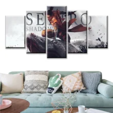 5 Piece SEKIRO Shadows Die Twice Games Art Print Canvas Paintings Wolf Ninja Picture Decoration Wall Paintings for Home Decor3 wall art wolf howl print canvas paintings
