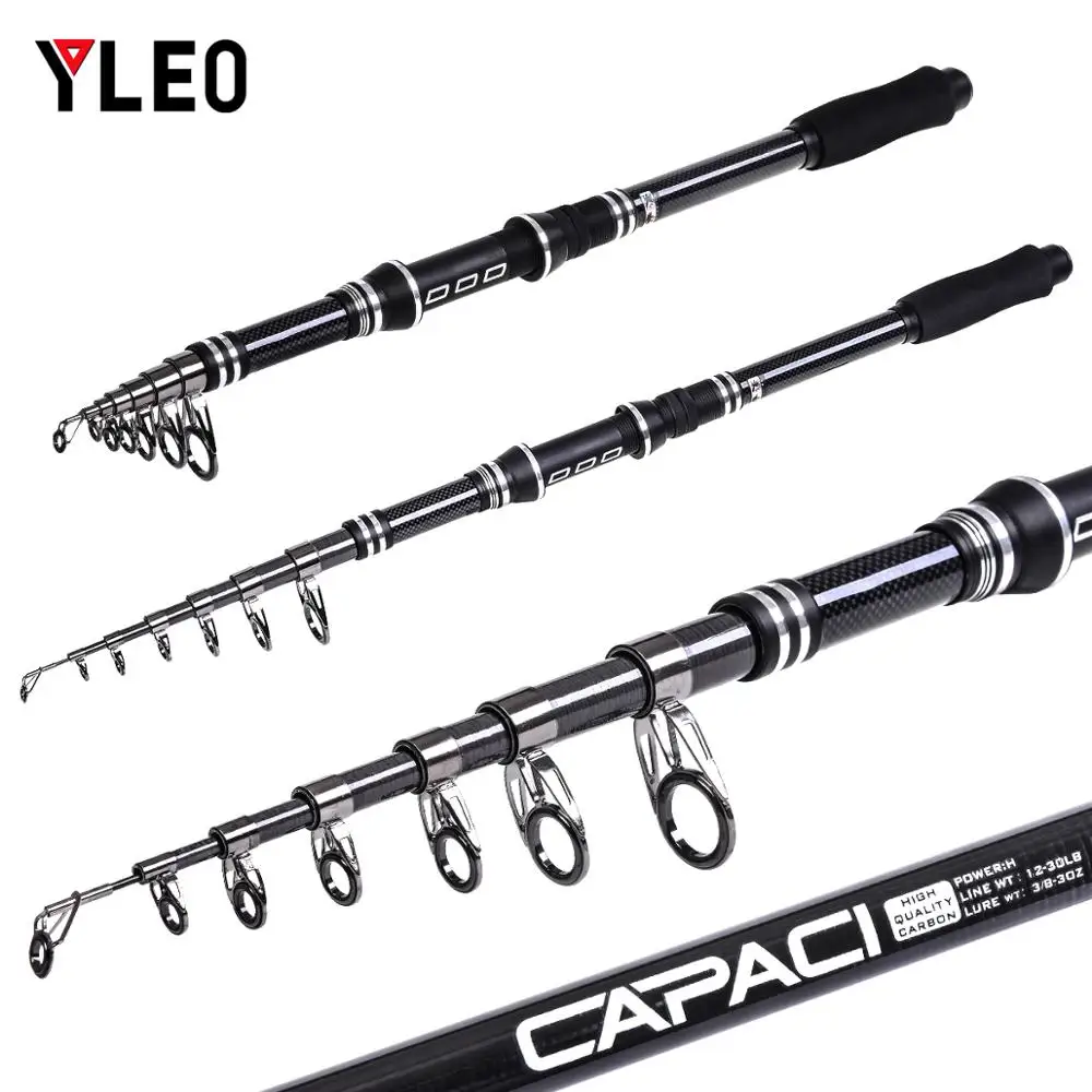 

YLEO High-Carbon Black Sea Fishing Pole Carbon Fiber Telescopic Fishing Rod 2.4m