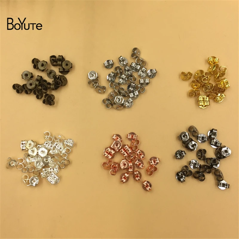 

BoYuTe 1000Pcs 4MM Print 925 Silver Earring Stopper Back Diy Jewelry Findings