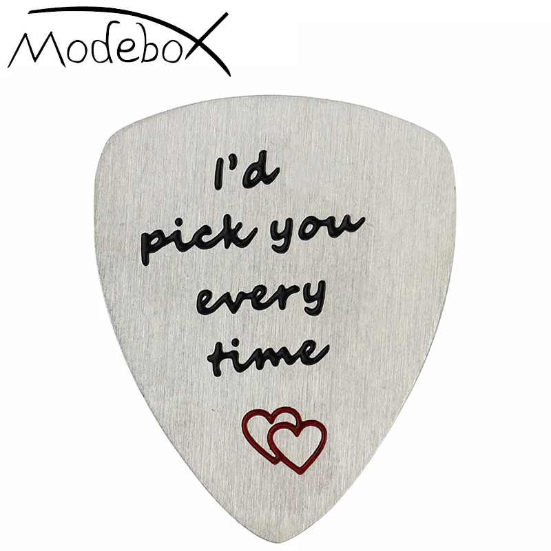 

MODEBOX Heart Guitar Pick Stainless Steel Durable Acoustic Electric Plectrum Musical Gift Anniversary Date For Men